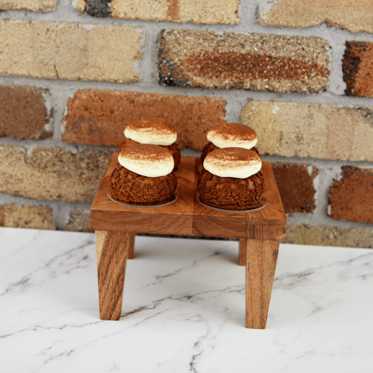 Serve Natural Acacia Square Stand with Legs 210x210x140mm