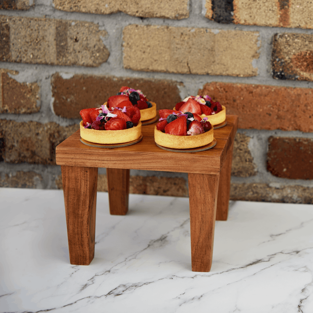 Serve Natural Acacia Square Stand with Legs 210x210x170mm