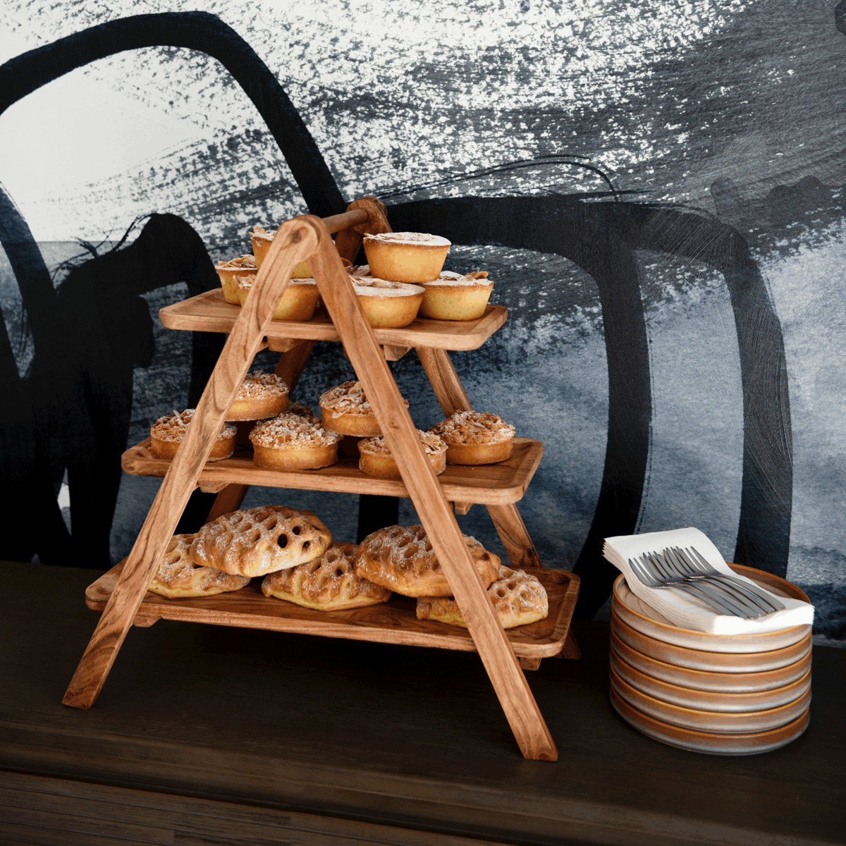 Serve Natural Acacia 3-Tier Display Stand 460x240x460mm