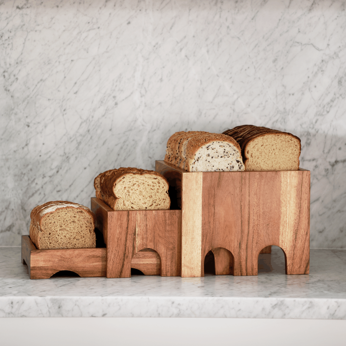 Serve Natural Acacia 3-Tier Nesting Buffet Riser Set