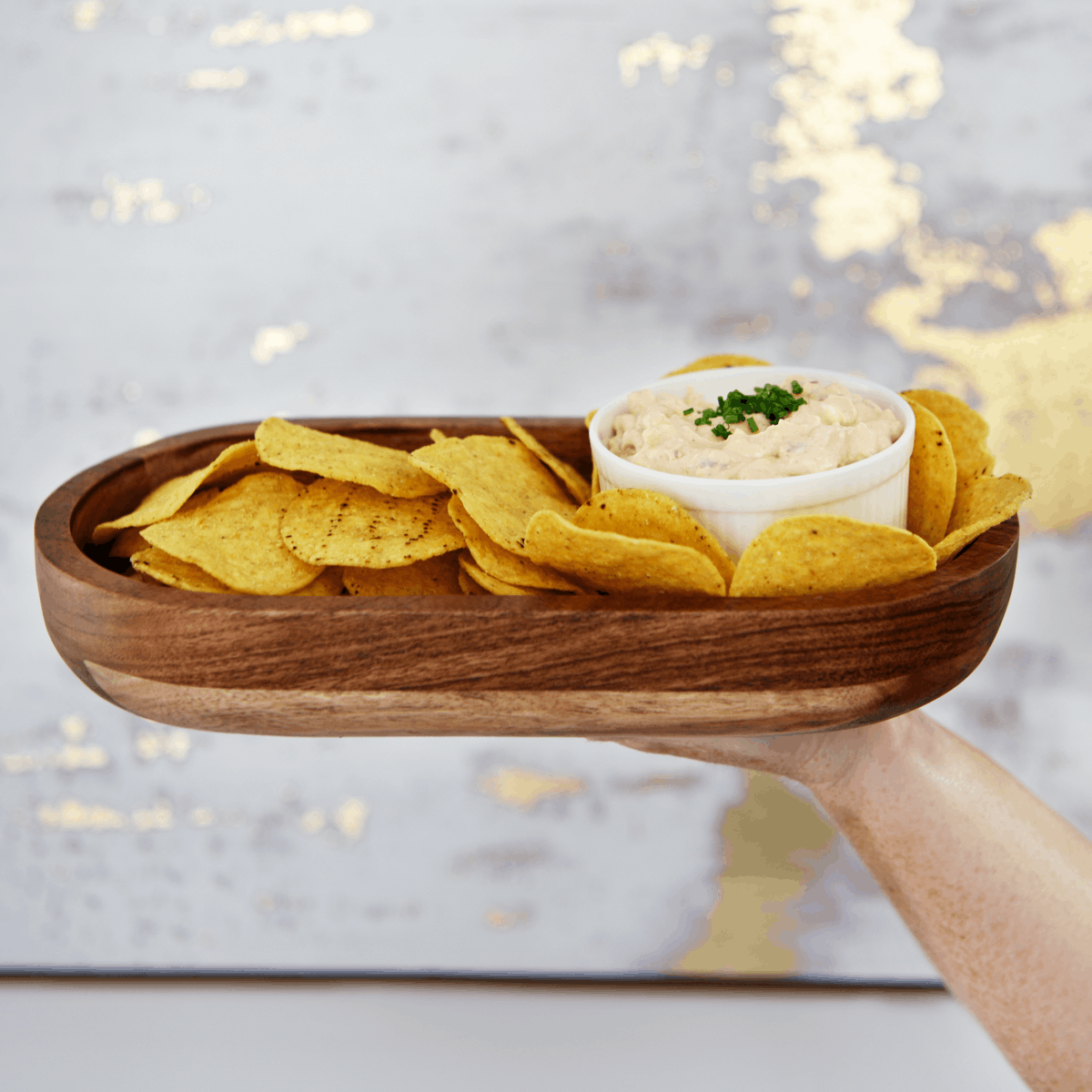 04781 Chef Inox Serve Acacia Oval Bowl 254x130x60mm Tomkin Australia Hospitality Supplies