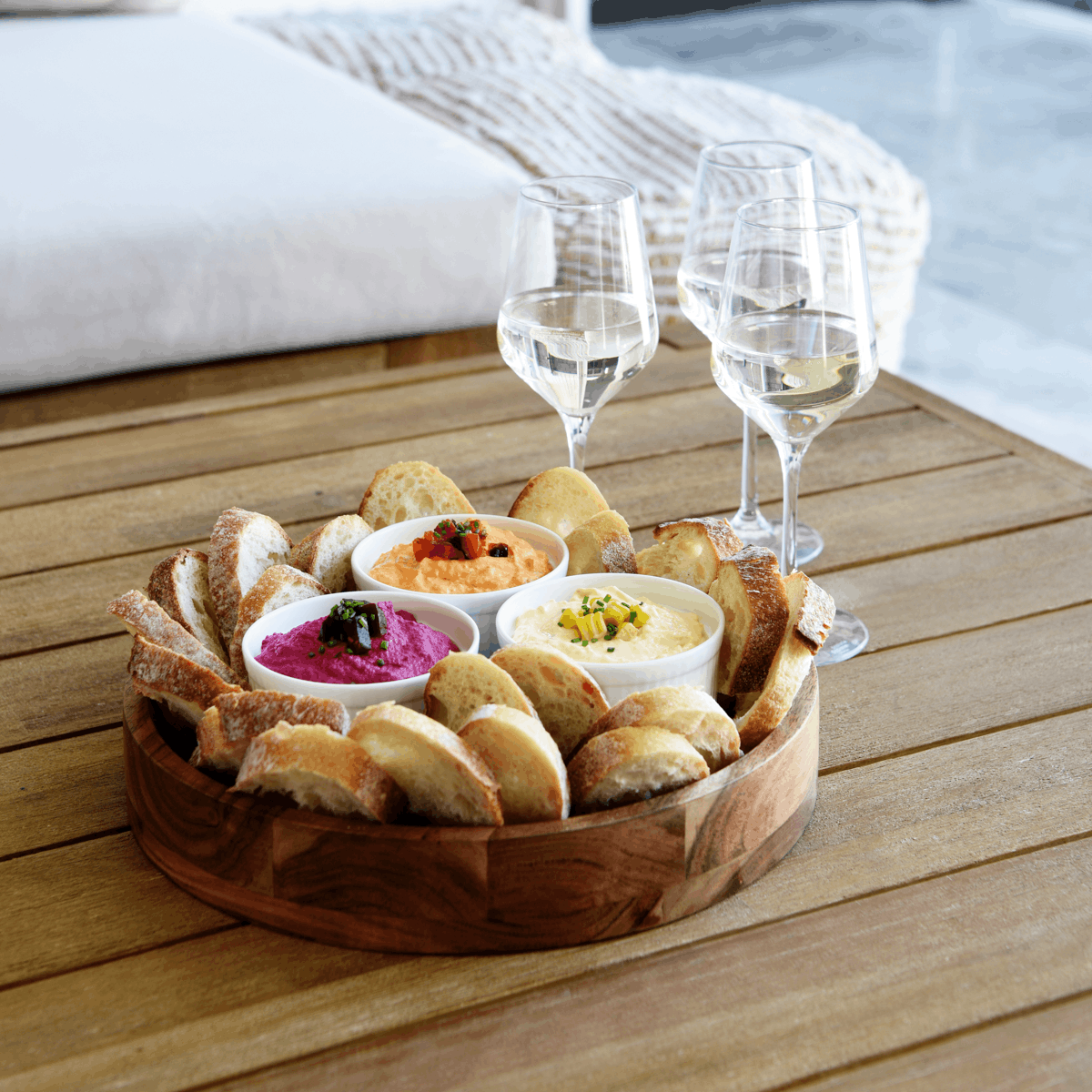 04779 Chef Inox Serve Acacia Round Display Platter 305x50mm Tomkin Australia Hospitality Supplies
