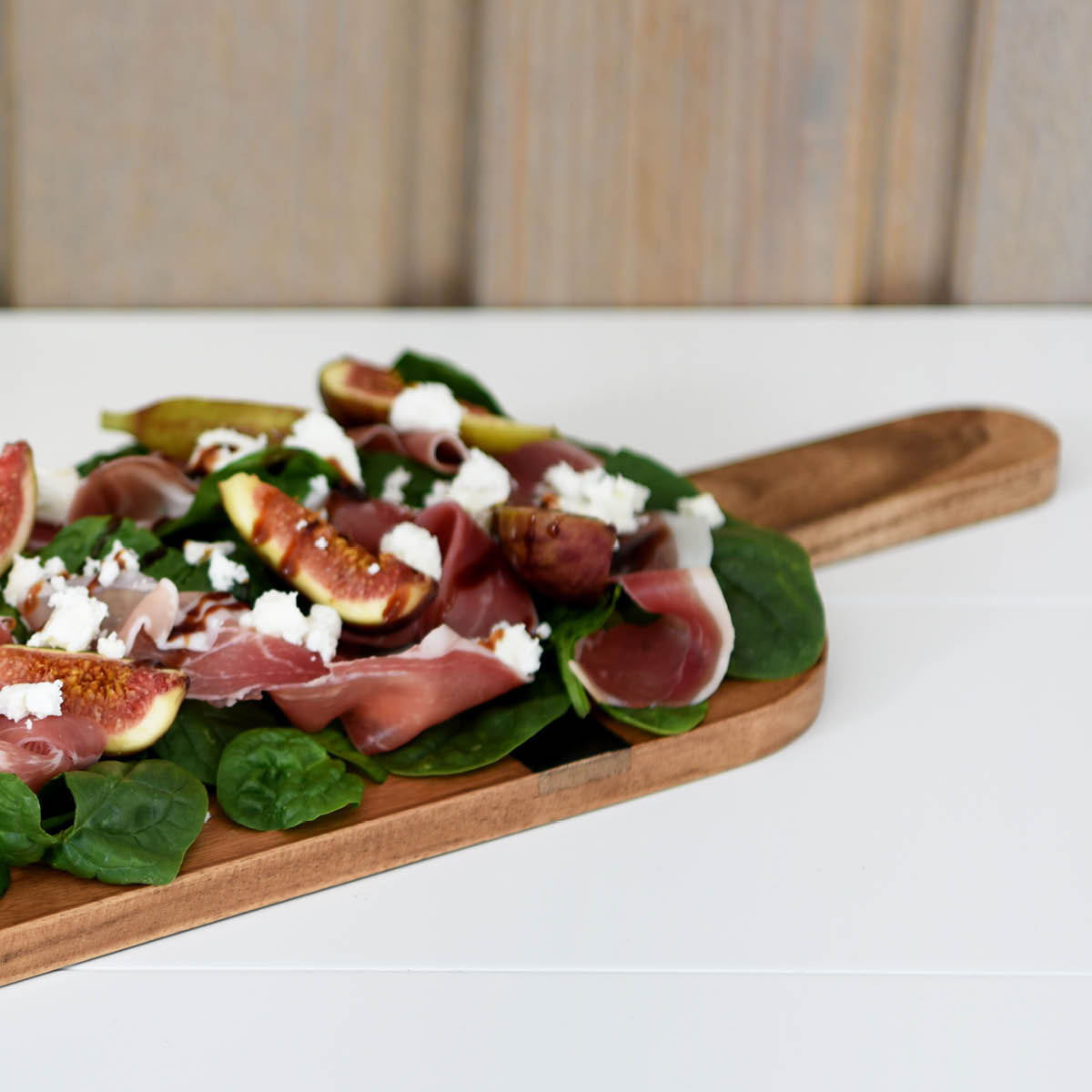 04973 Chef Inox Serve Acacia Paddle Board with Black Acacia Inlay 560x180x15mm Tomkin Australia Hospitality Supplies