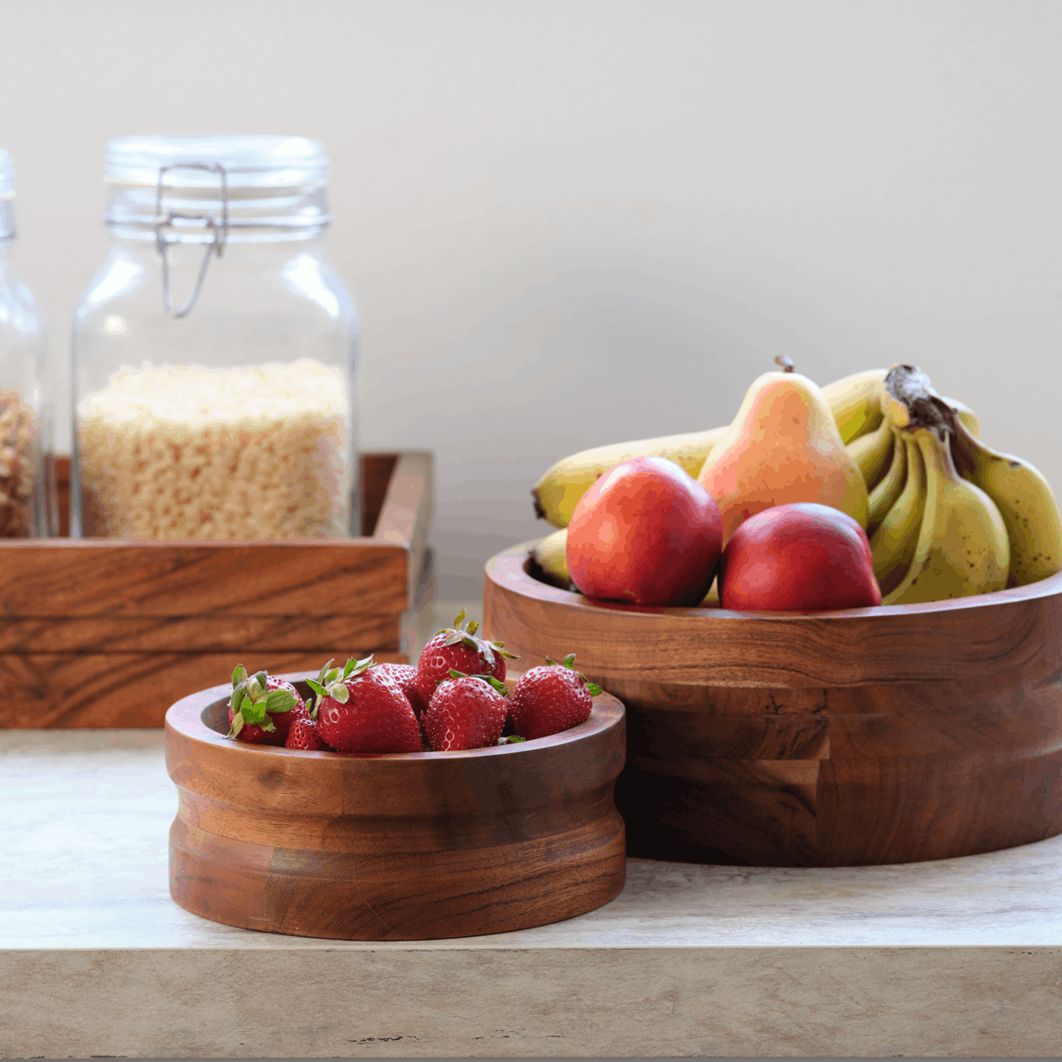 Serve Natural Acacia Round Bowl with Straight Sides 230x60mm