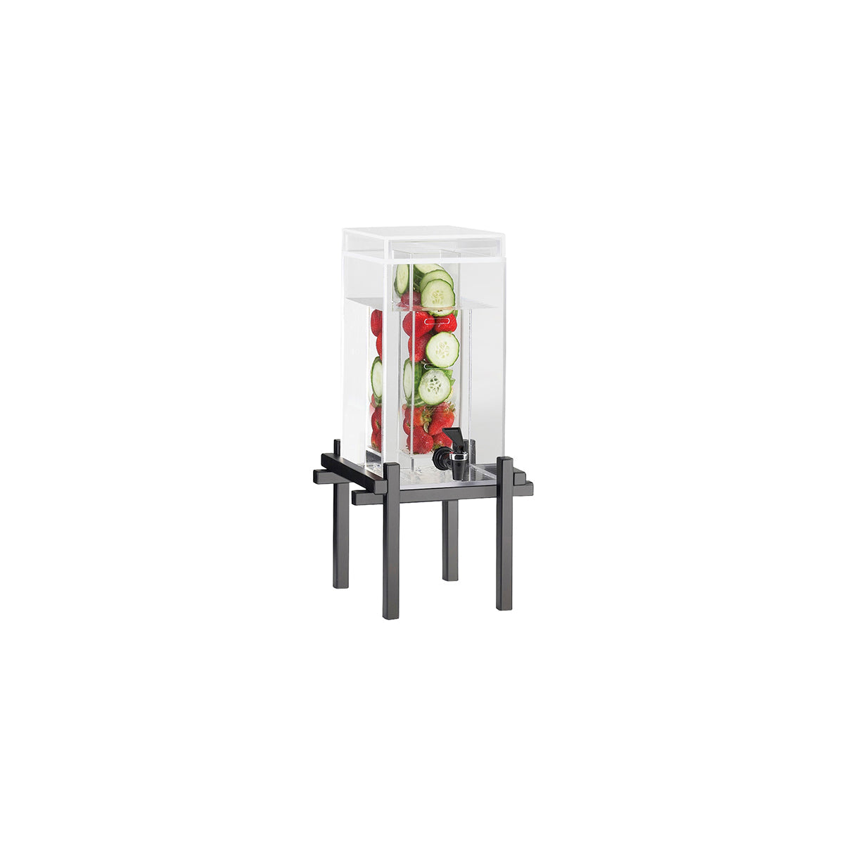 CM1132-1INF-13 Cal-Mil One by One Black Acrylic Beverage Dispensers with Infusion Chamber 260x267x451mm / 4.546Lt Tomkin Australia Hospitality Supplies