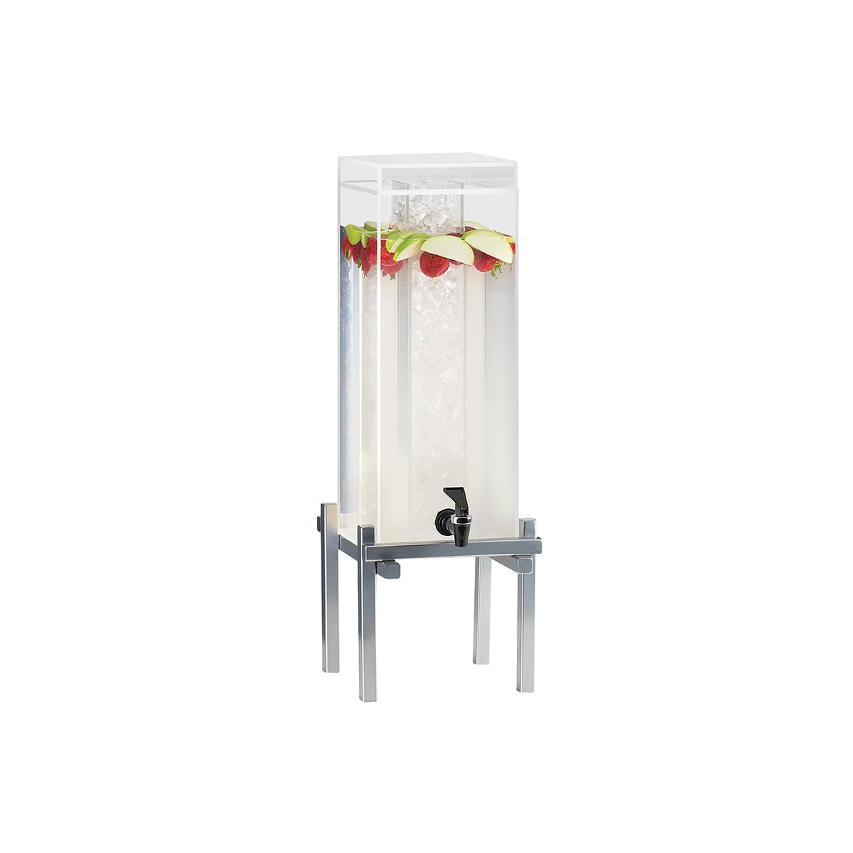 CM1132-3-74 Cal-Mil One by One Silver Acrylic Beverage Dispensers with Ice Chamber 260x267x648mm / 13.638Lt Tomkin Australia Hospitality Supplies