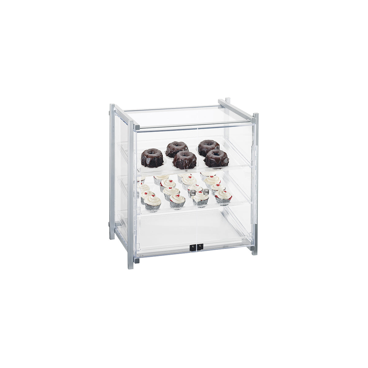 CM1145-S-74 Cal-Mil One by One Self-Serve Silver Display Case With Clear Trays 521x432x559mm Tomkin Australia Hospitality Supplies