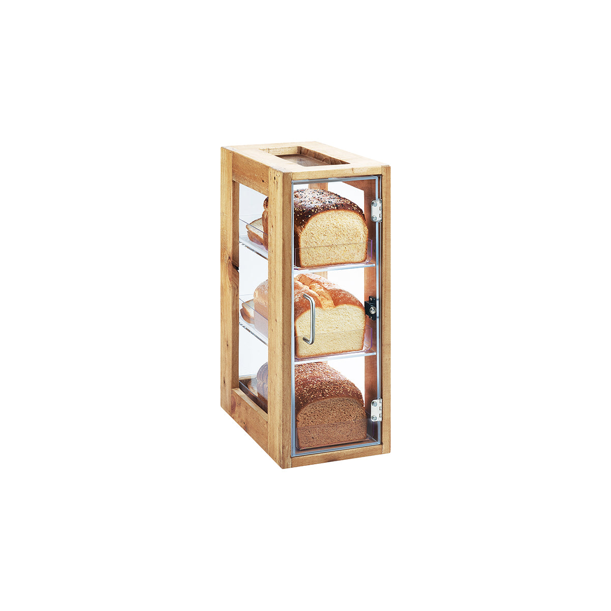 CM1204-99 Cal-Mil Madera 3 Tier Bread Display Case 203x330x521mm Tomkin Australia Hospitality Supplies