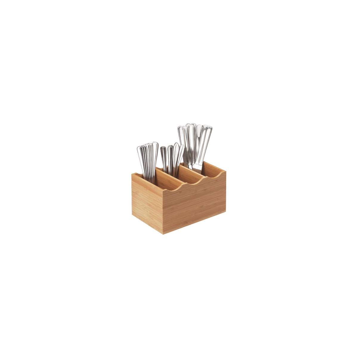 CM1244 Cal-Mil Bamboo 3 Slot Cutlery / Utensil Holder 210x140x121mm Tomkin Australia Hospitality Supplies
