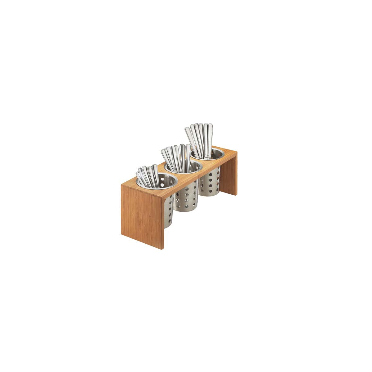 CM1425-3-60 Cal-Mil Bamboo 3 Compartment Cylinder Stand 406x146x152mm Tomkin Australia Hospitality Supplies