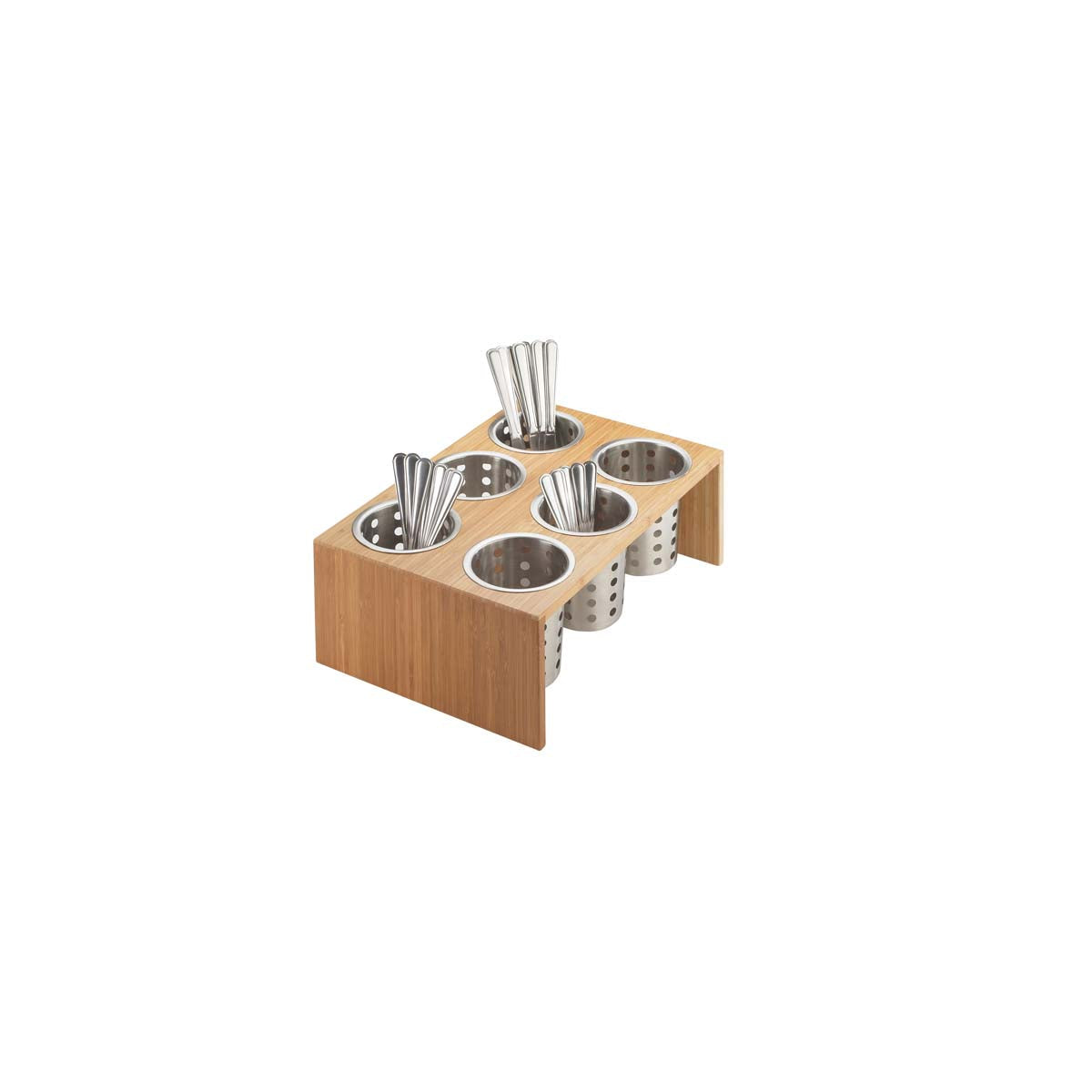 CM1425-6-60 Cal-Mil Bamboo 6 Compartment Cylinder Stand 406x279x152mm Tomkin Australia Hospitality Supplies
