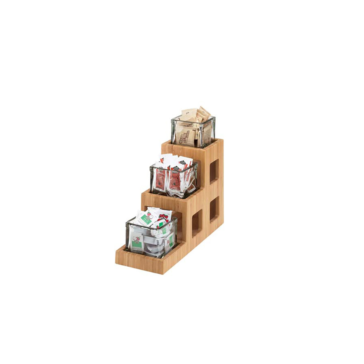 Bamboo 3 Step Jar Display with Jars 127x356x330mm