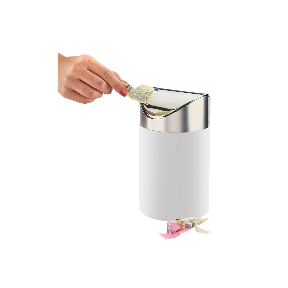 CM1717-15 Cal-Mil Luxe Counter Rubbish Bin 127x178mm White Tomkin Australia Hospitality Supplies