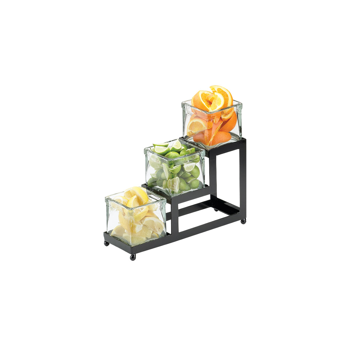 CM1803-4-13 Cal-Mil Iron Collection Black 3 Step Display Stand with Glass Jars 102x305x267mm Tomkin Australia Hospitality Supplies