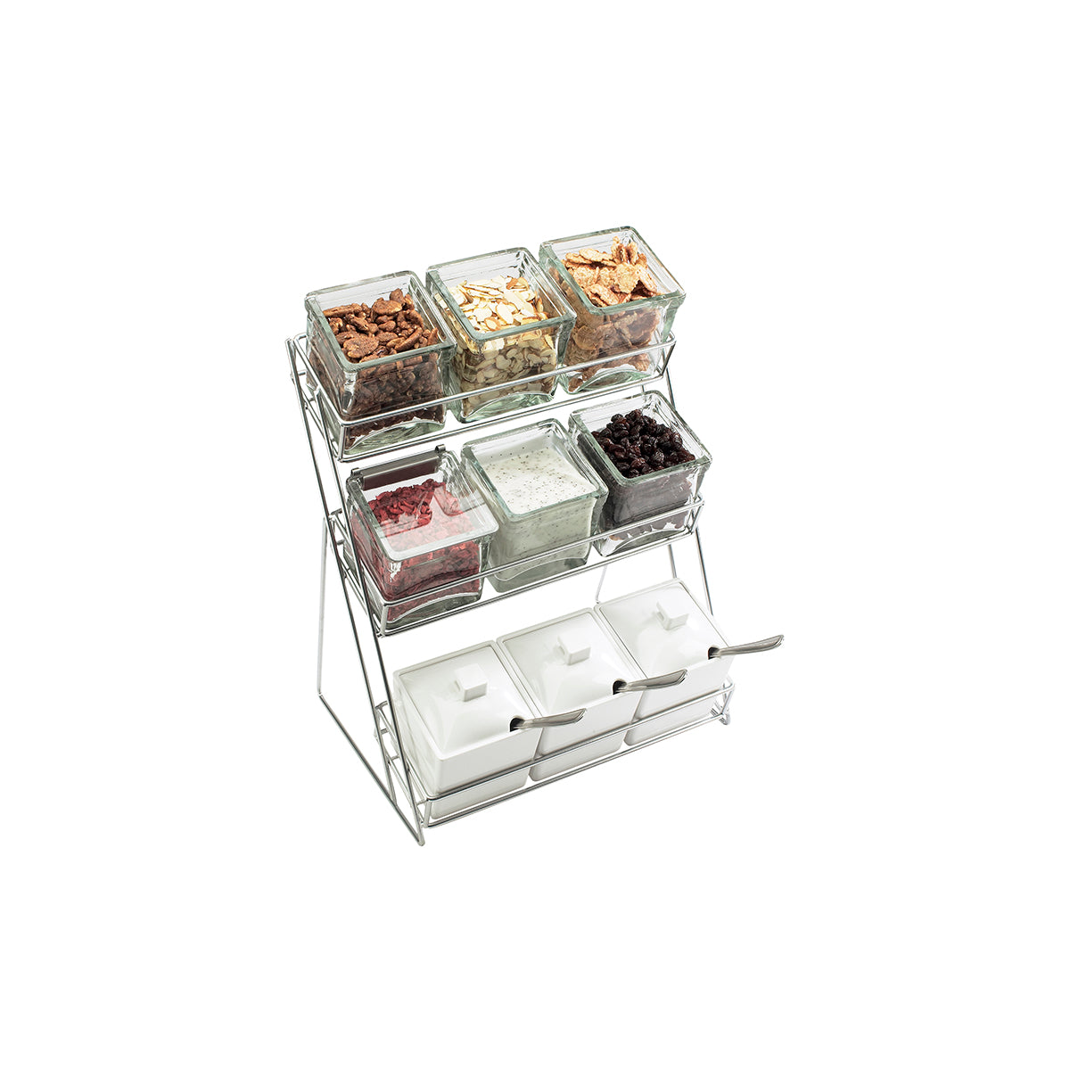 CM1812-39 Cal-Mil Iron Collection Platinum 9 Glass Jar Display 330x241x445mm Tomkin Australia Hospitality Supplies