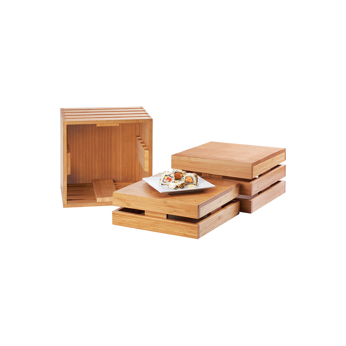 CM1944-6-60 Cal-Mil Bamboo Square Crate Riser 152x152x152mm Tomkin Australia Hospitality Supplies