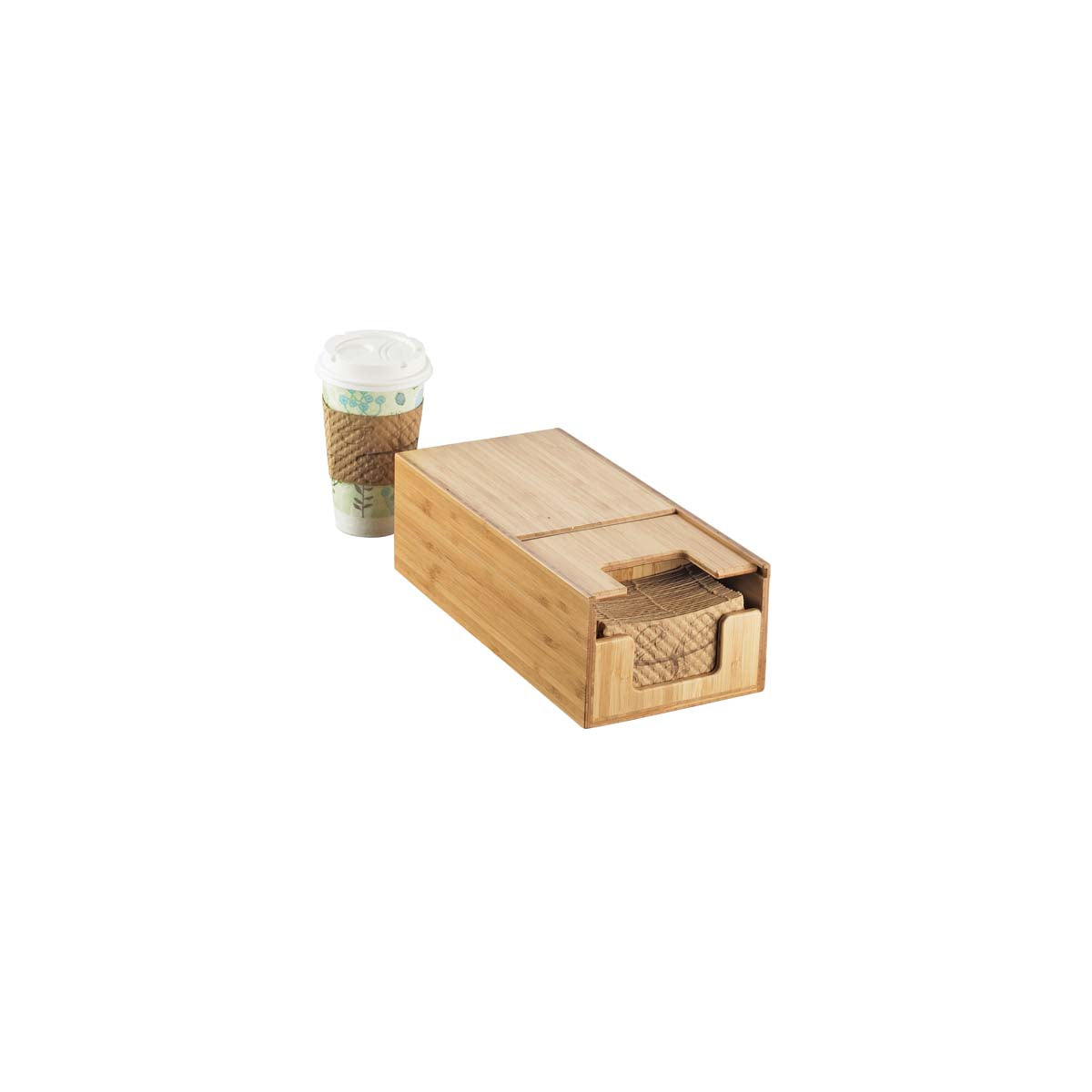 CM2050-60 Cal-Mil Bamboo Coffee Sleeve Dispenser 146x305x95mm Tomkin Australia Hospitality Supplies