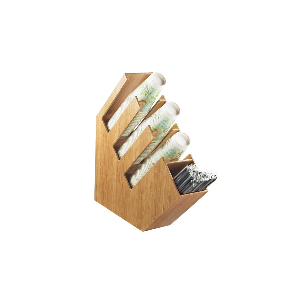 CM2051-60 Cal-Mil Bamboo Cup / Lid / Straw Holder 121x508x489mm Tomkin Australia Hospitality Supplies