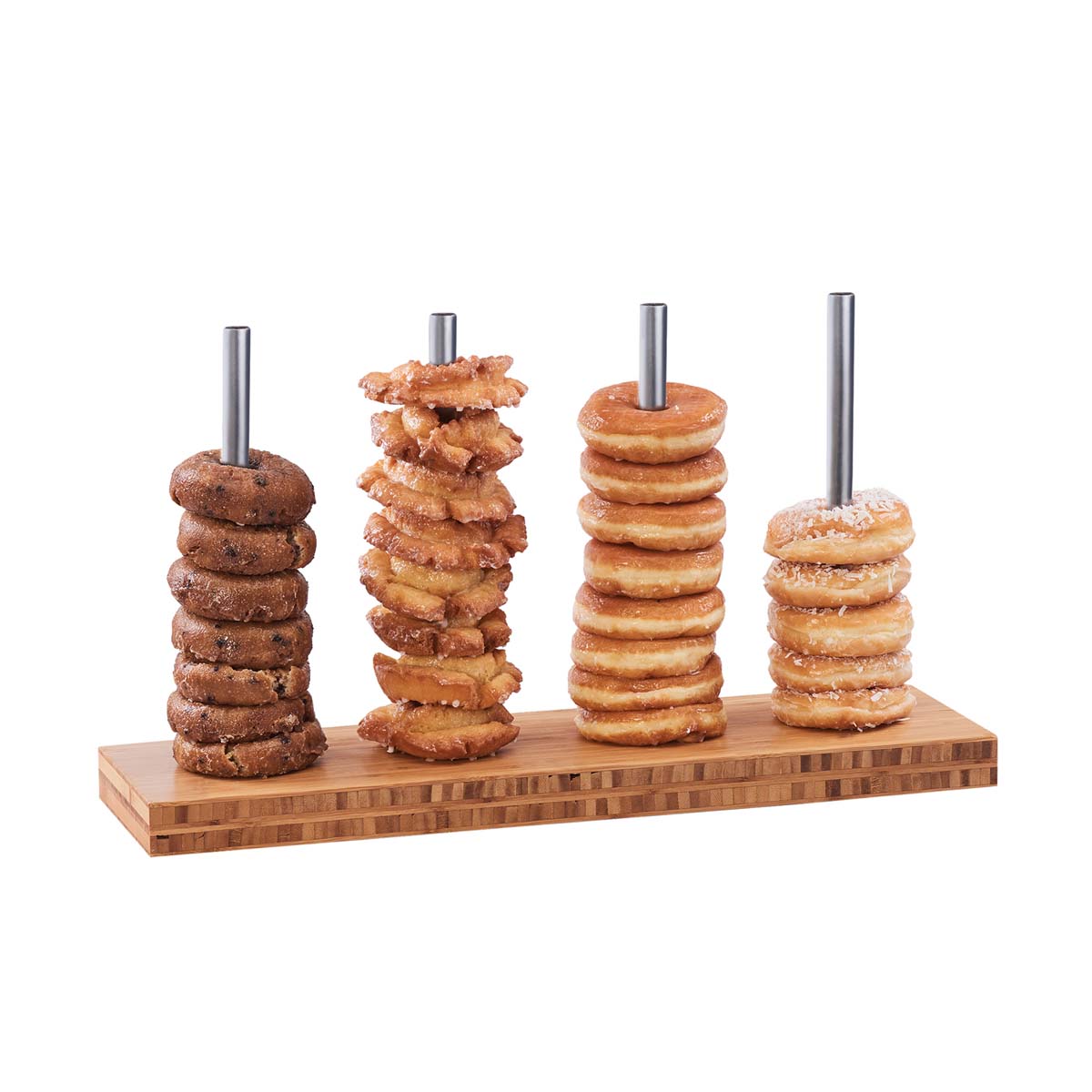 CM22008-4-60 Cal-Mil Bamboo 4 Peg Donut / Bagel Stand 635x178x330mm Tomkin Australia Hospitality Supplies