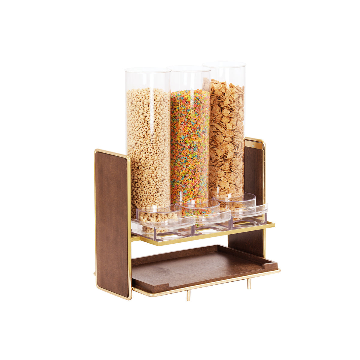 CM22635-46 Cal-Mil Mid-Century Brass 3 Cereal Dispenser 495x305x724mm Tomkin Australia Hospitality Supplies