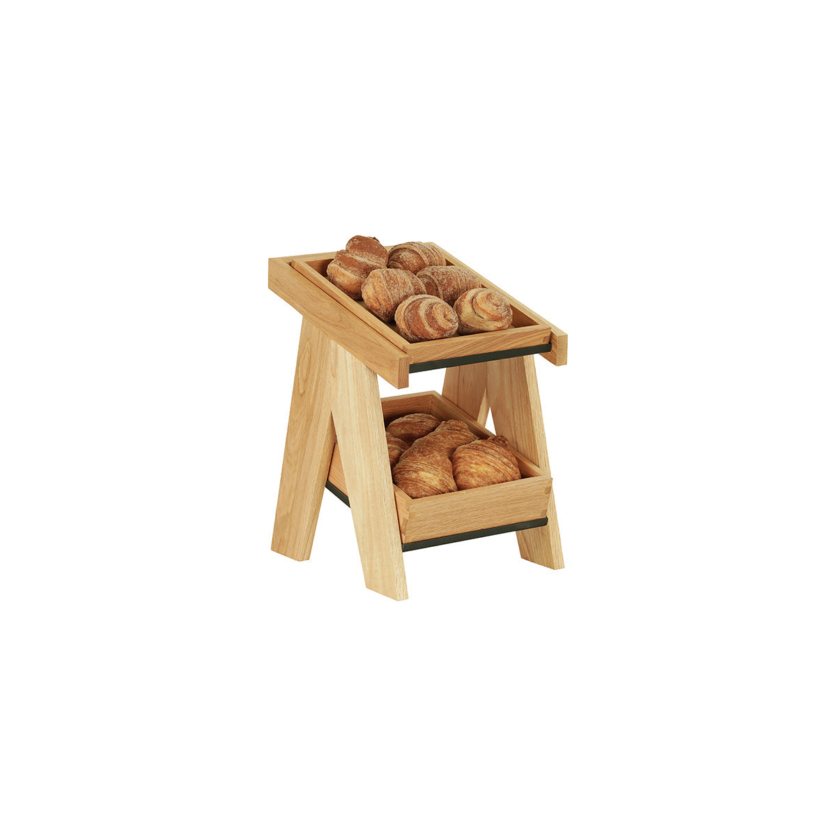 CM23137-2-21 Cal-Mil Sydney Oak A-Frame Merchandisers With 2 Tier 318x356x445mm Tomkin Australia Hospitality Supplies