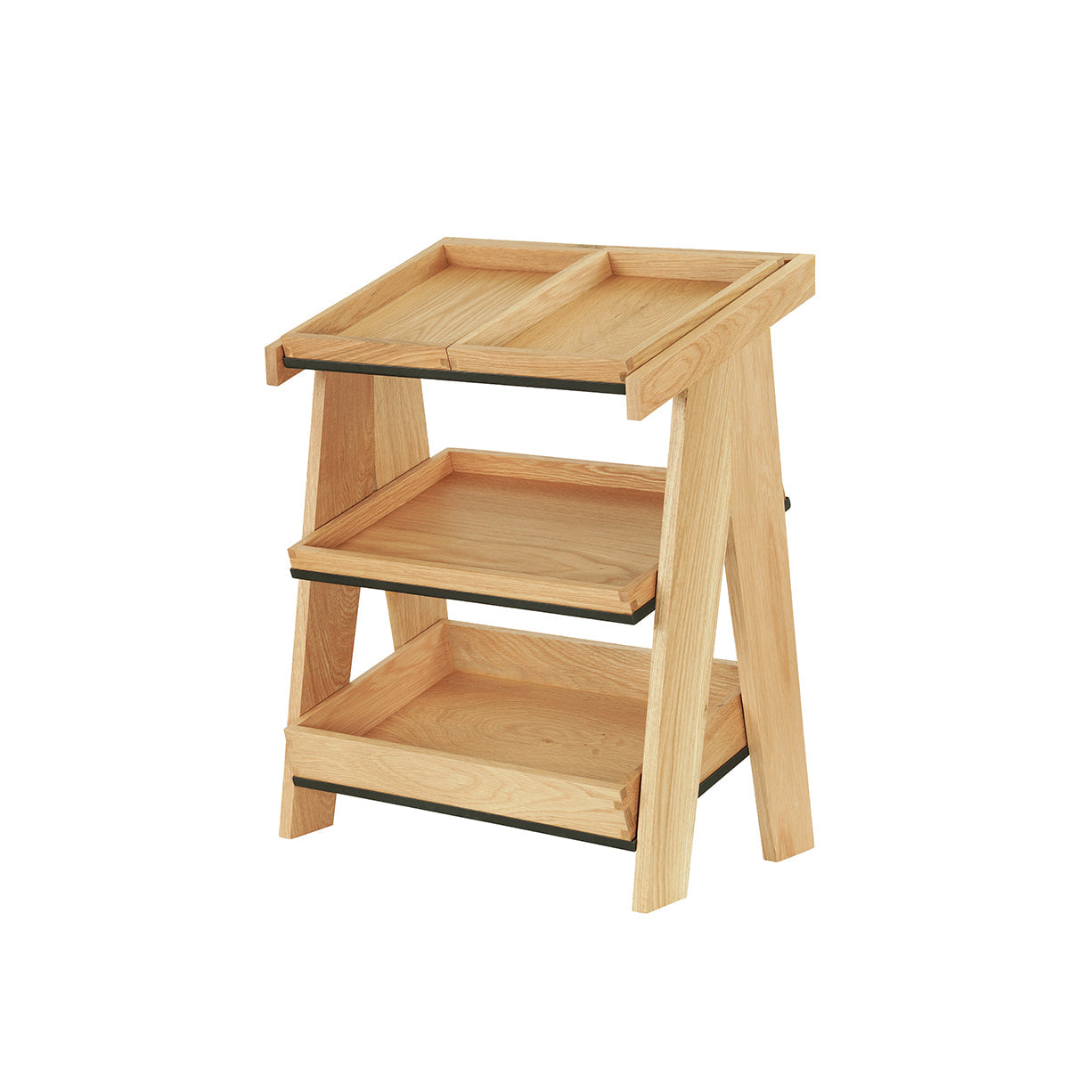 CM23138-3-21 Cal-Mil Sydney Oak A-Frame Merchandisers With 2 Tier 591x330x705mm Tomkin Australia Hospitality Supplies