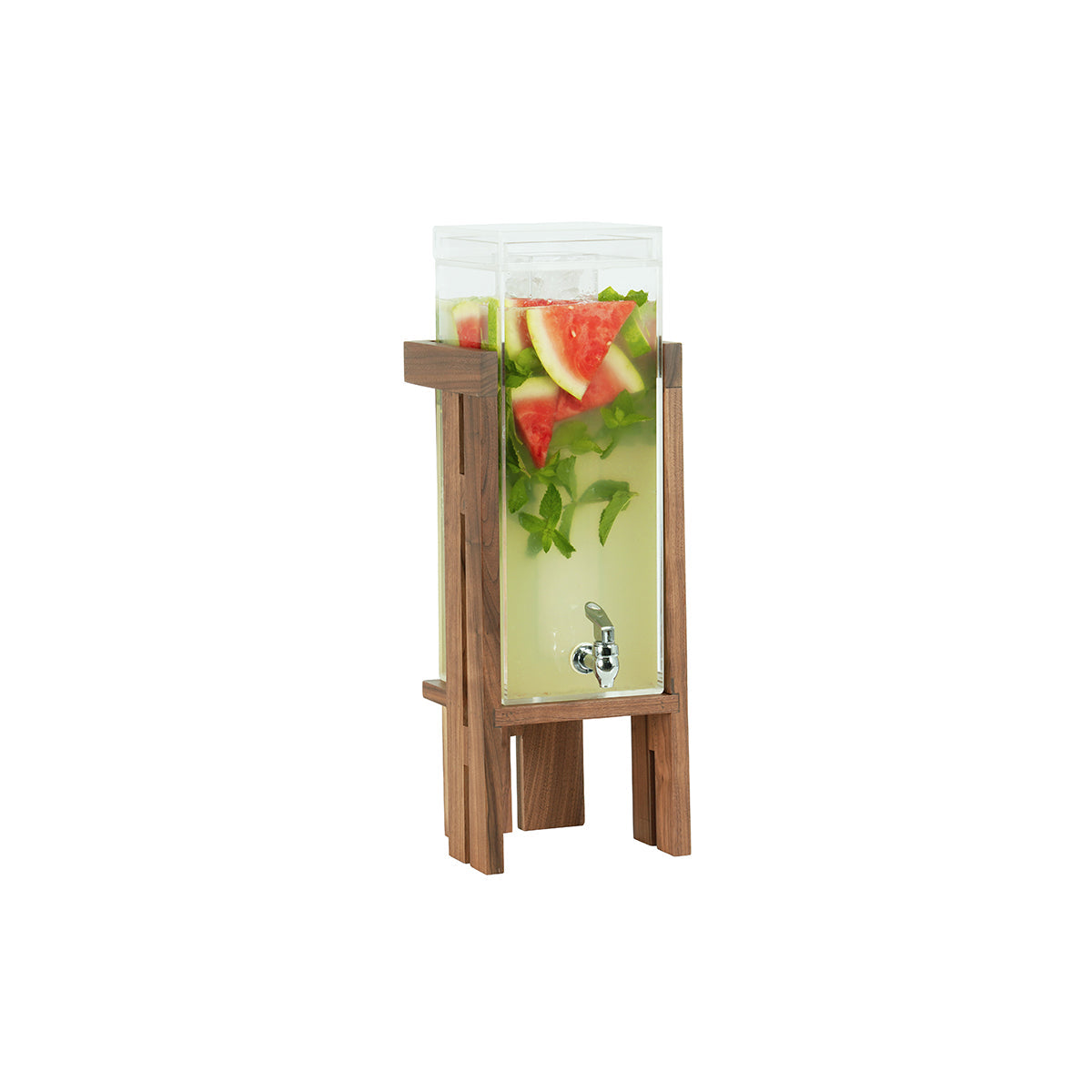 CM23141-3-78 Cal-Mil Sydney Walnut Beverage Dispenser With Ice Chamber And Drip Tray 248x203x737mm / 13.6Lt Tomkin Australia Hospitality Supplies