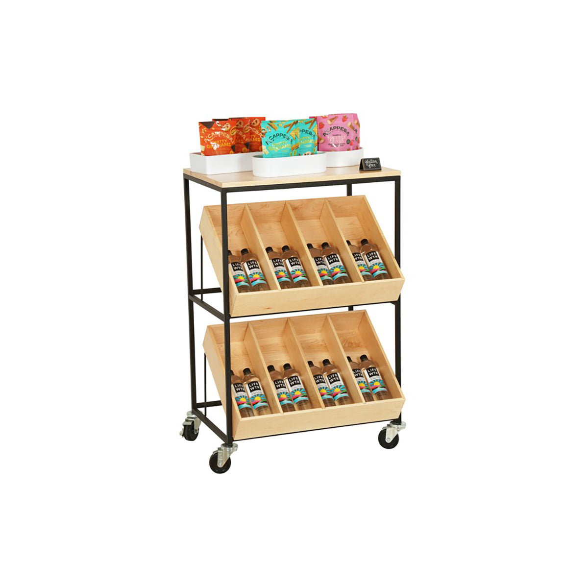 CM23166-71 Cal-Mil Blonde 3-Tier Adjustable Merchandising Cart 711x508x1016mm Tomkin Australia Hospitality Supplies