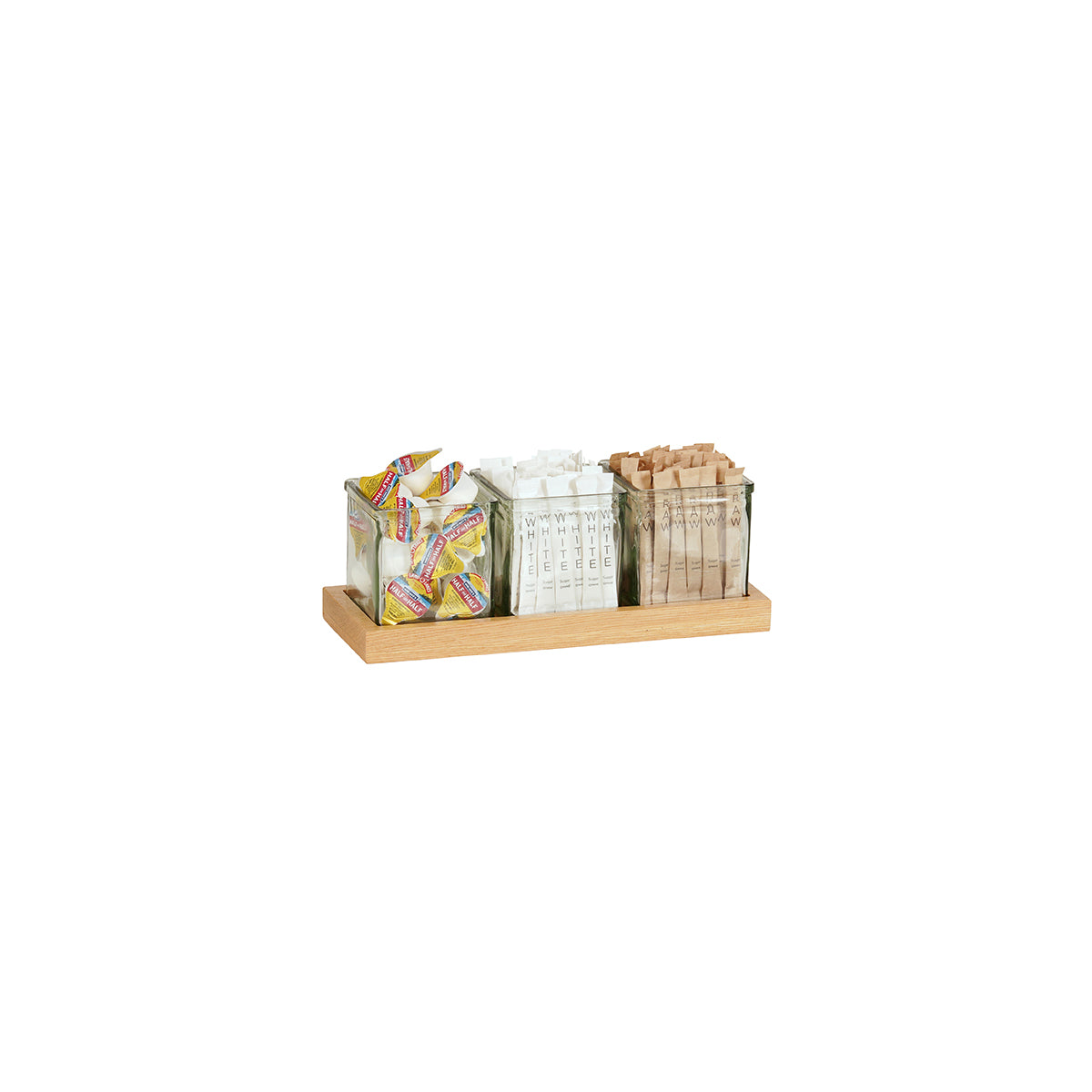 CM23183-21 Cal-Mil Sydney Oak Jar Displays Includes 3 Glass Jars 324x127x114mm Tomkin Australia Hospitality Supplies