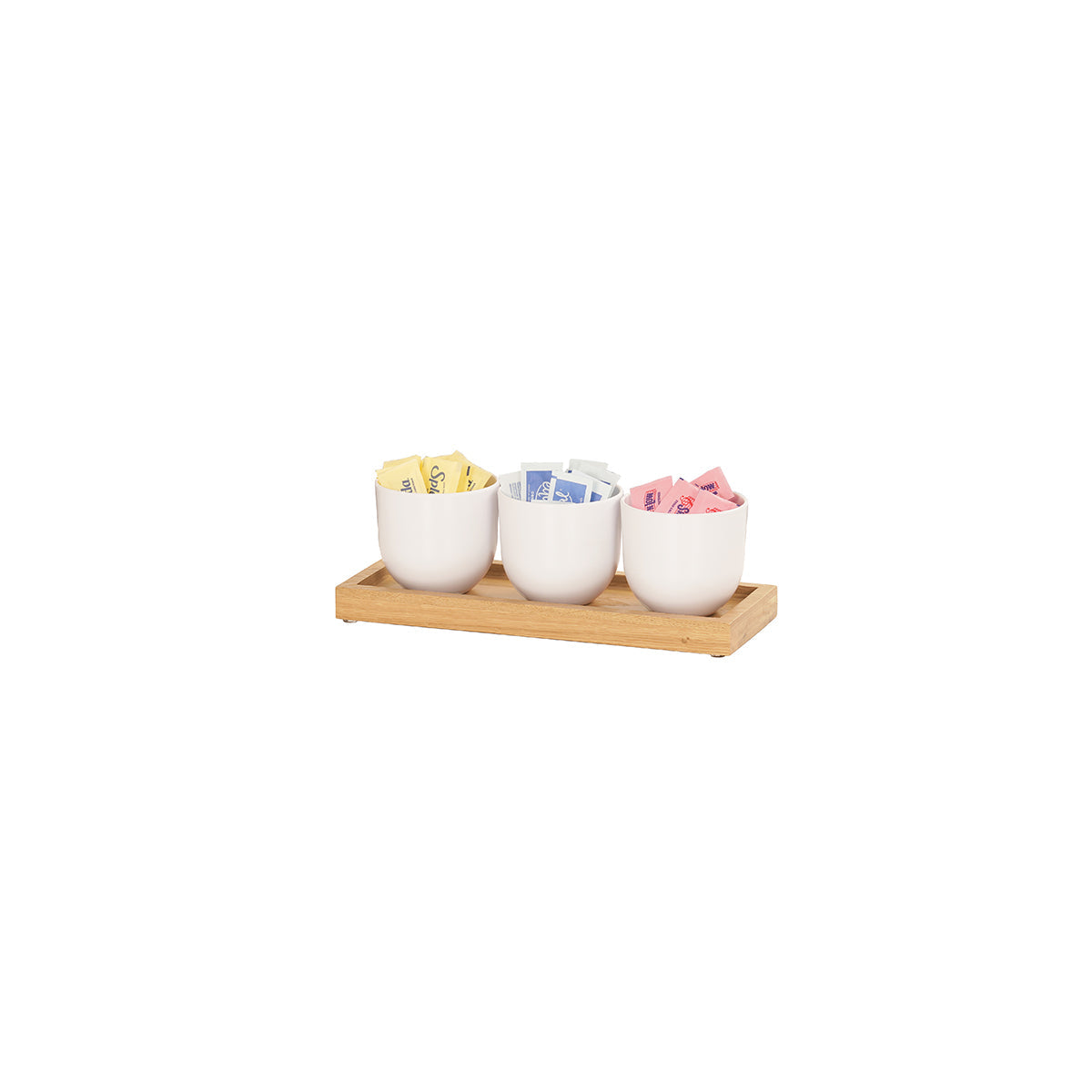 CM23204-21 Cal-Mil Sydney Oak Round Jar Displays Includes 3 White Melamine Jars 324x127x114mm Tomkin Australia Hospitality Supplies