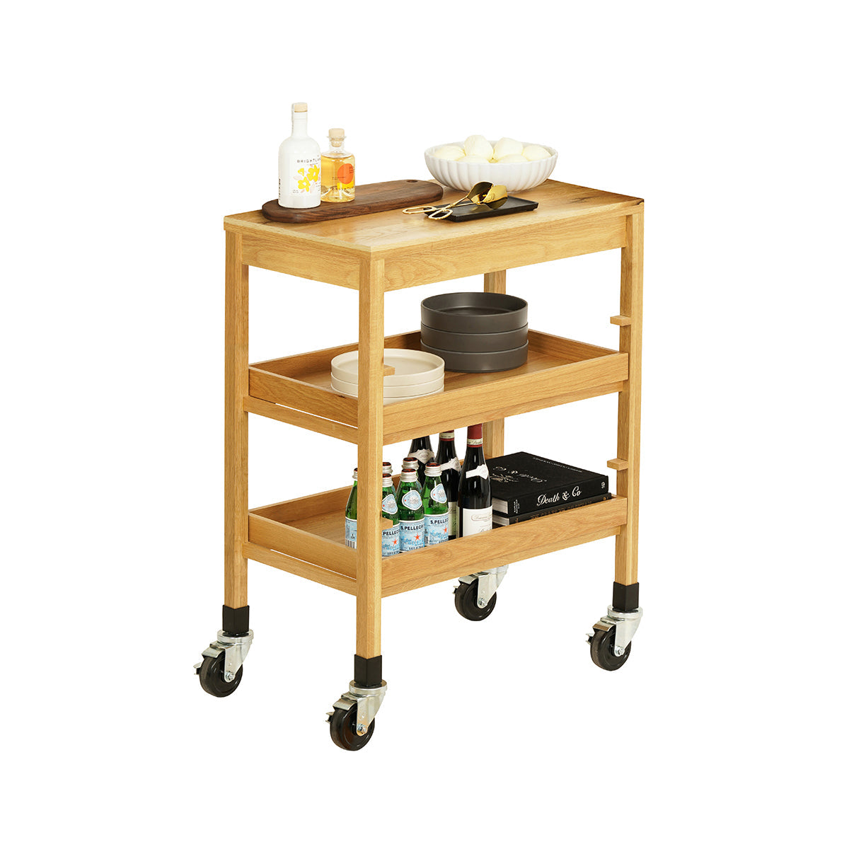 CM24072-21 Cal-Mil Sydney Oak Serving Cart 686x419x787mm Tomkin Australia Hospitality Supplies