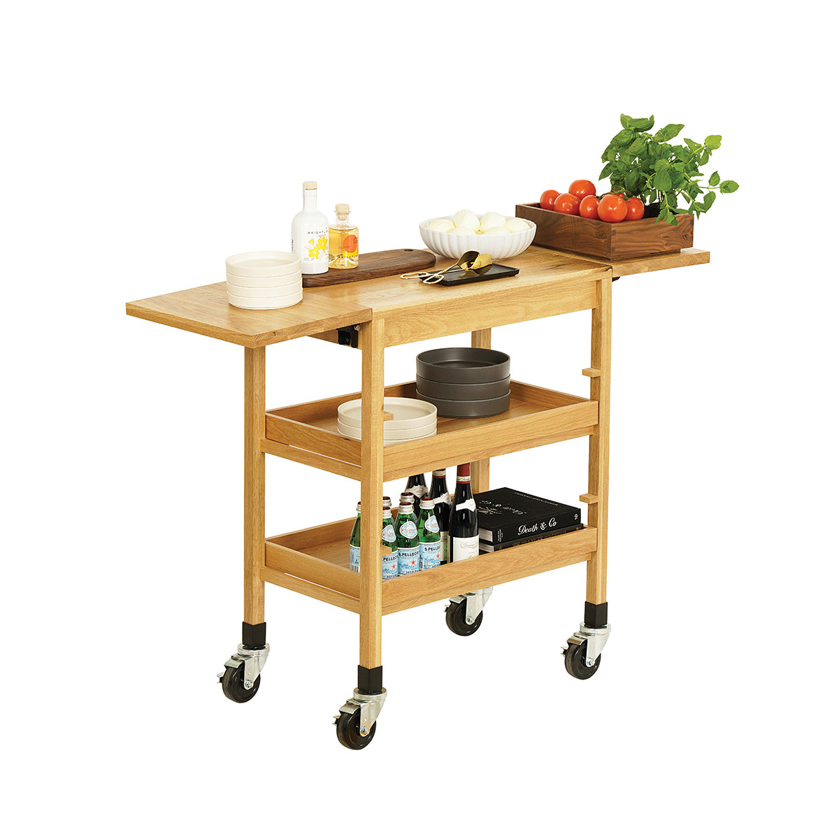 CM24072-21 Cal-Mil Sydney Oak Serving Cart 686x419x787mm Tomkin Australia Hospitality Supplies