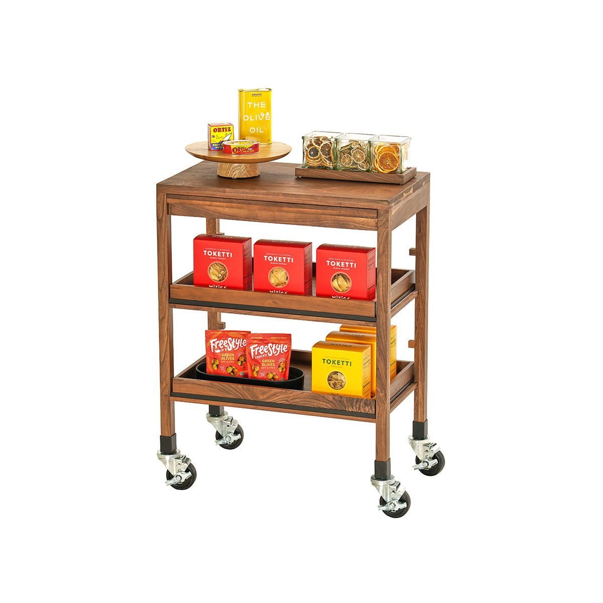 CM24072-78 Cal-Mil Sydney Walnut Serving Cart 686x419x787mm Tomkin Australia Hospitality Supplies