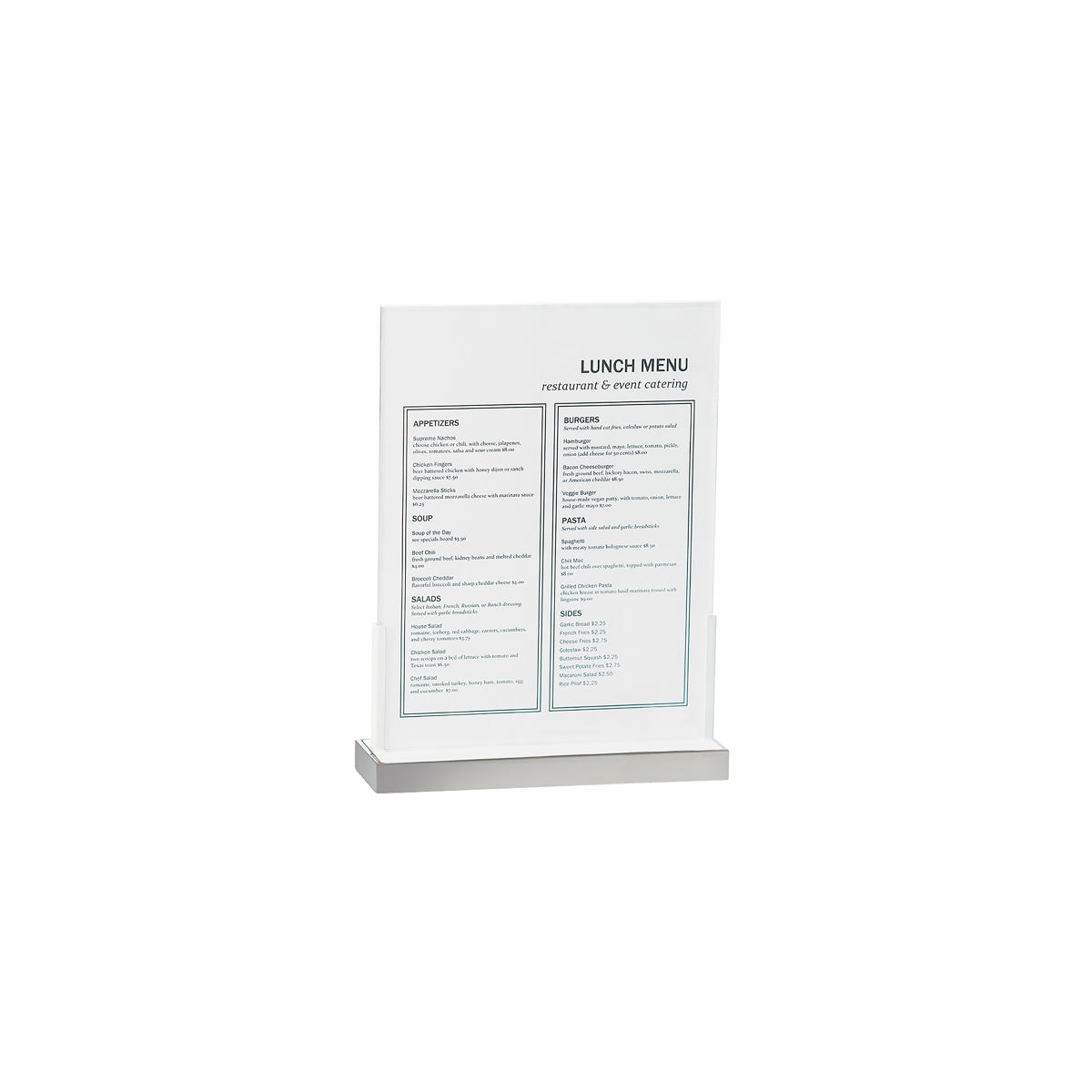 CM3016-811-55 Cal-Mil Luxe Sign / Menu Holder 216x279mm Tomkin Australia Hospitality Supplies