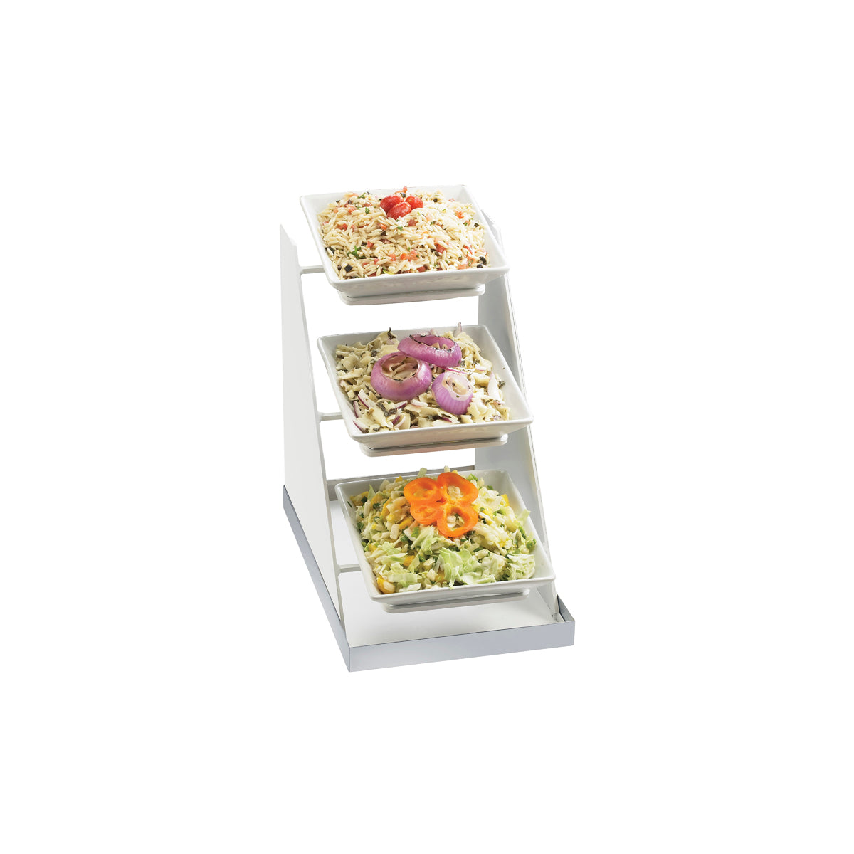 CM3022-55 Cal-Mil Luxe 3 Bowl Stand with 200mm Square Bowl 254x413x432mm Tomkin Australia Hospitality Supplies