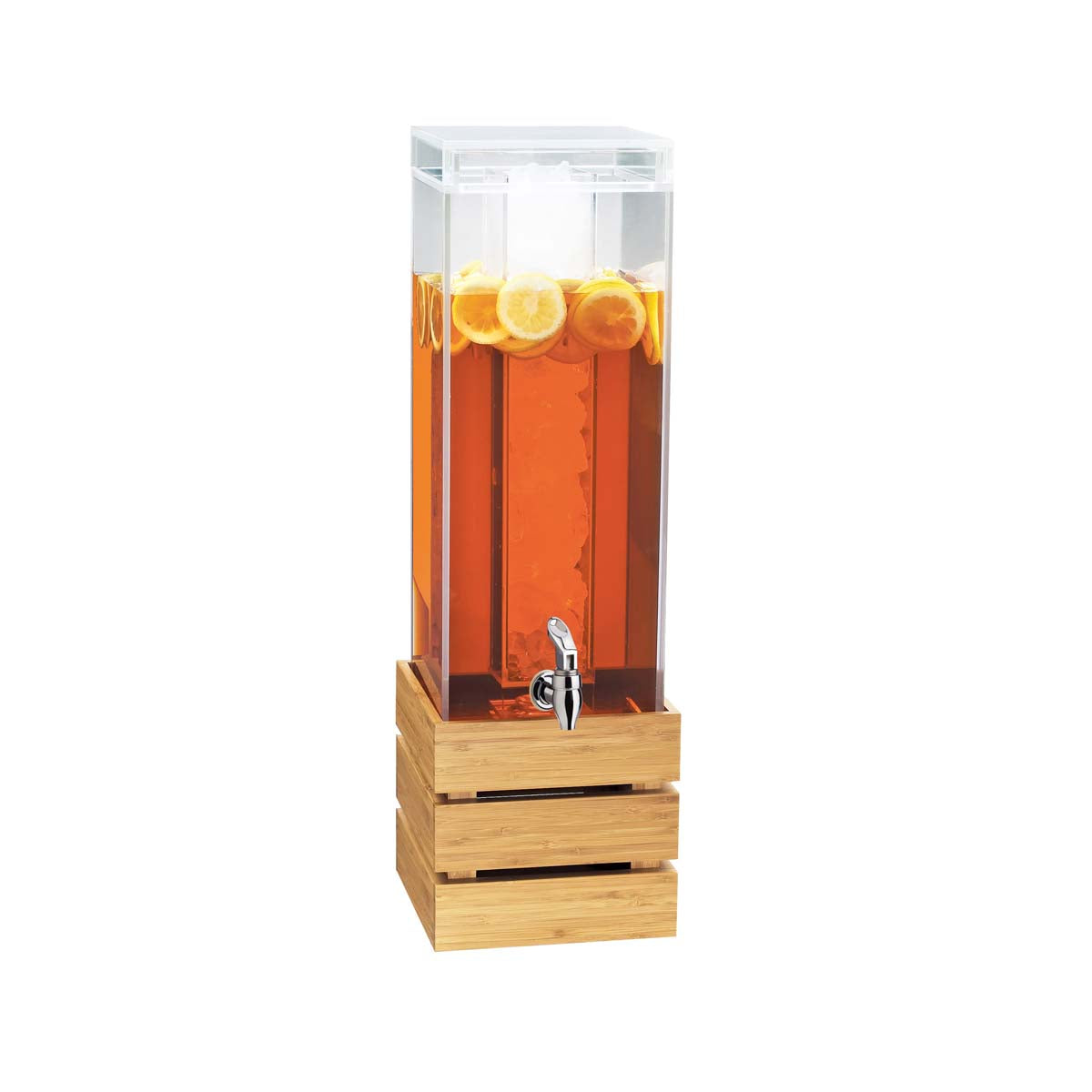 CM3301-3-60 Cal-Mil Bamboo Crate Drink Dispenser with Ice Chamber 203x648mm / 13.6Lt Tomkin Australia Hospitality Supplies