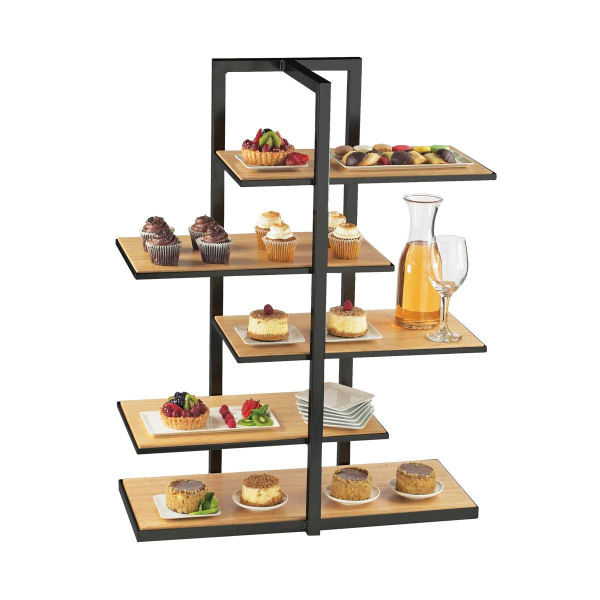 CM3303-60 Cal-Mil Bamboo Multi Level 5 Shelf Display 724x343x927mm Tomkin Australia Hospitality Supplies