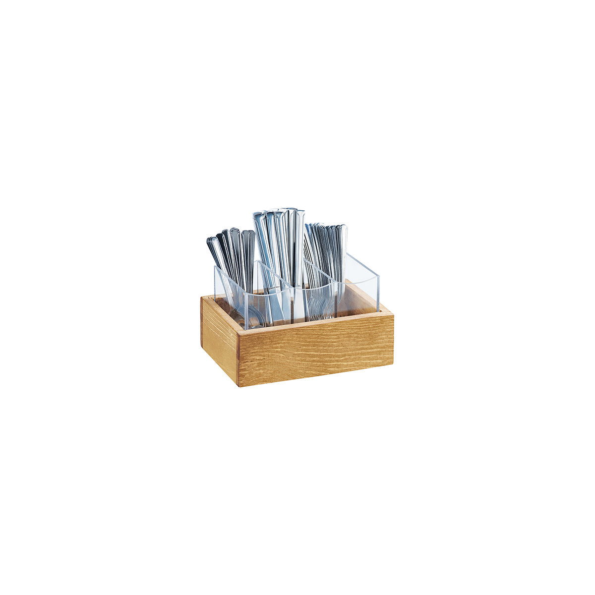 CM3408-99 Cal-Mil Madera 3 Section Cutlery Holder 229x152x133mm Tomkin Australia Hospitality Supplies