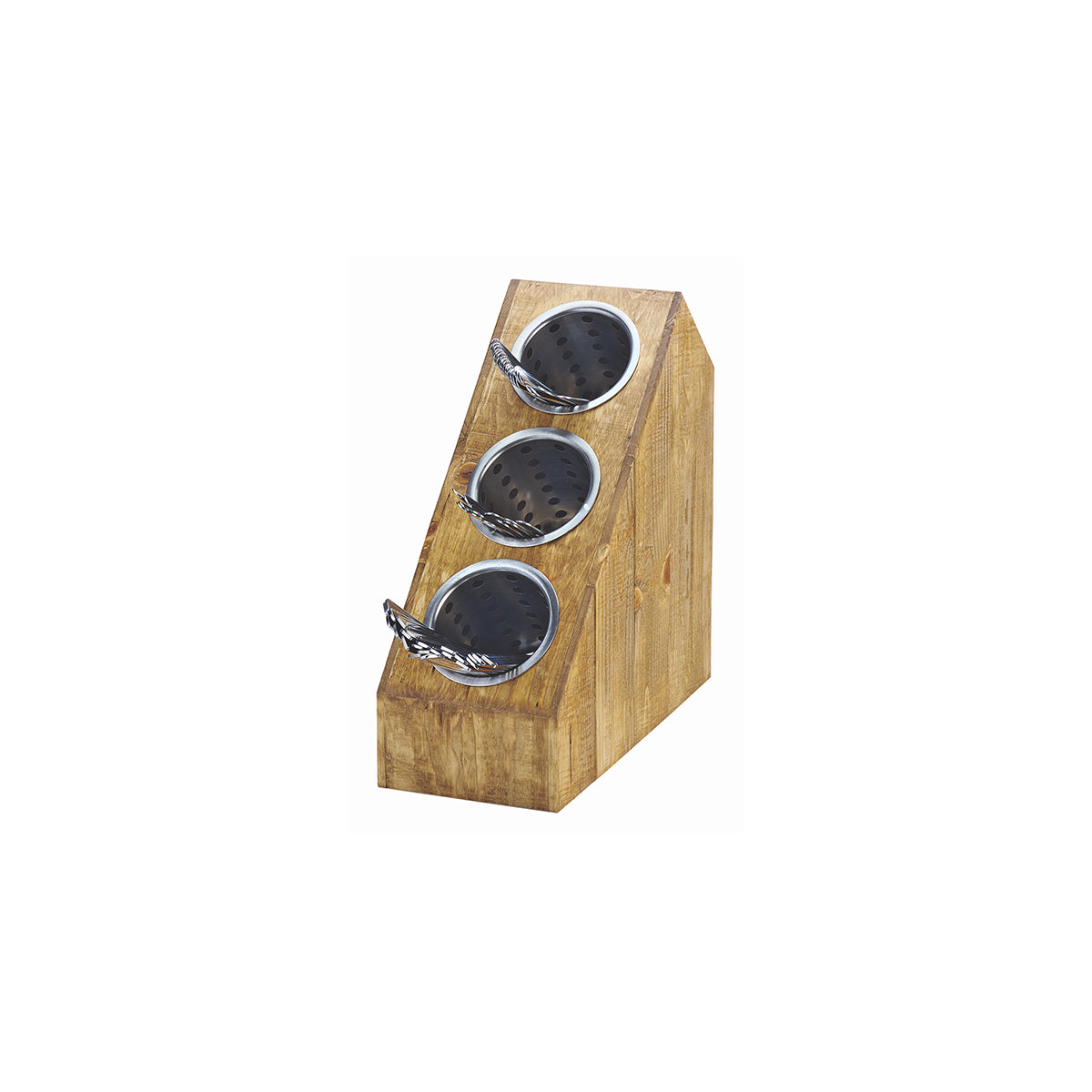 CM3423-3-99 Cal-Mil Madera Slanted 3 Cylinder Stand 159x368x381mm Tomkin Australia Hospitality Supplies