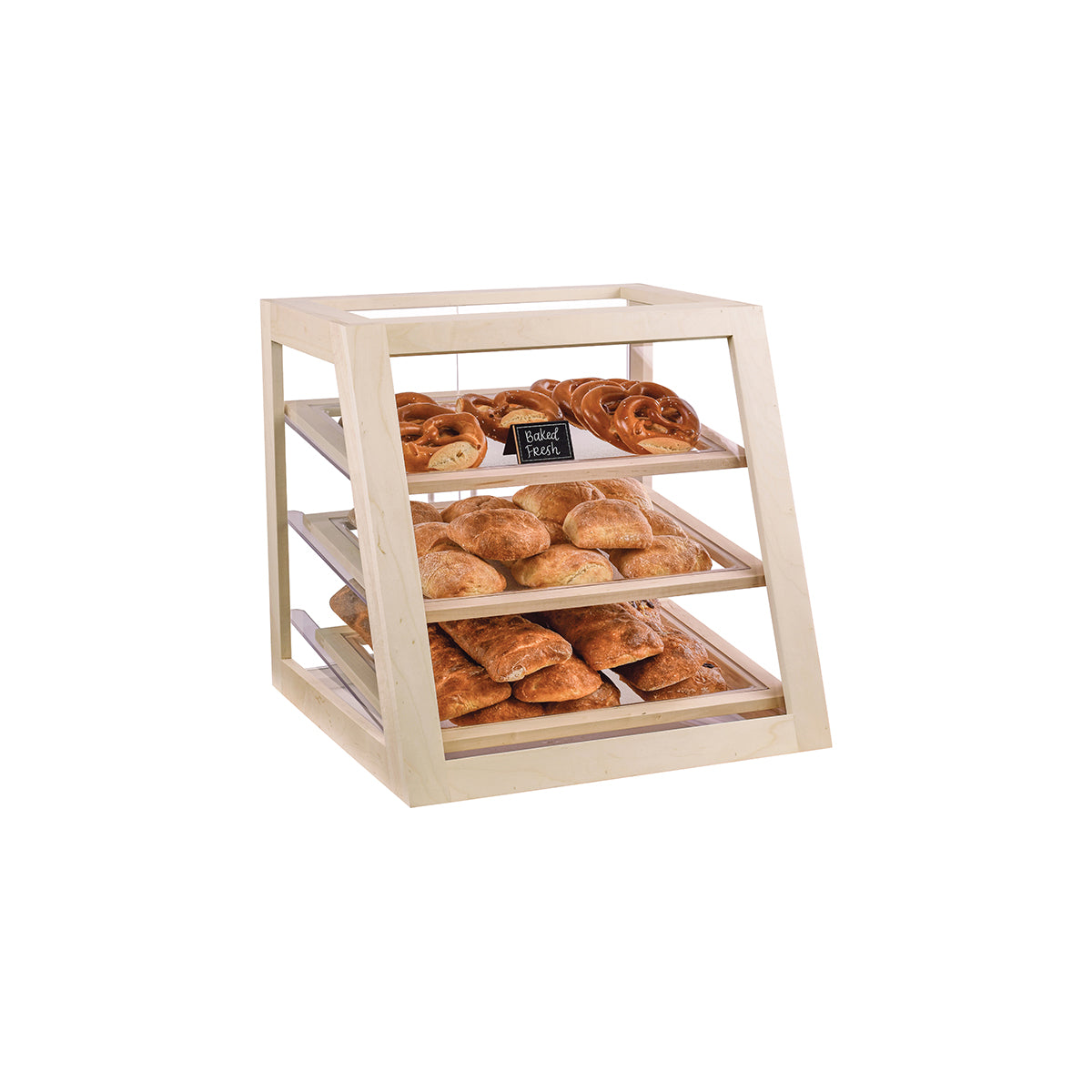 Blonde 3 Tier Slanted Bakery Case Attendant Serve 533x546x546mm