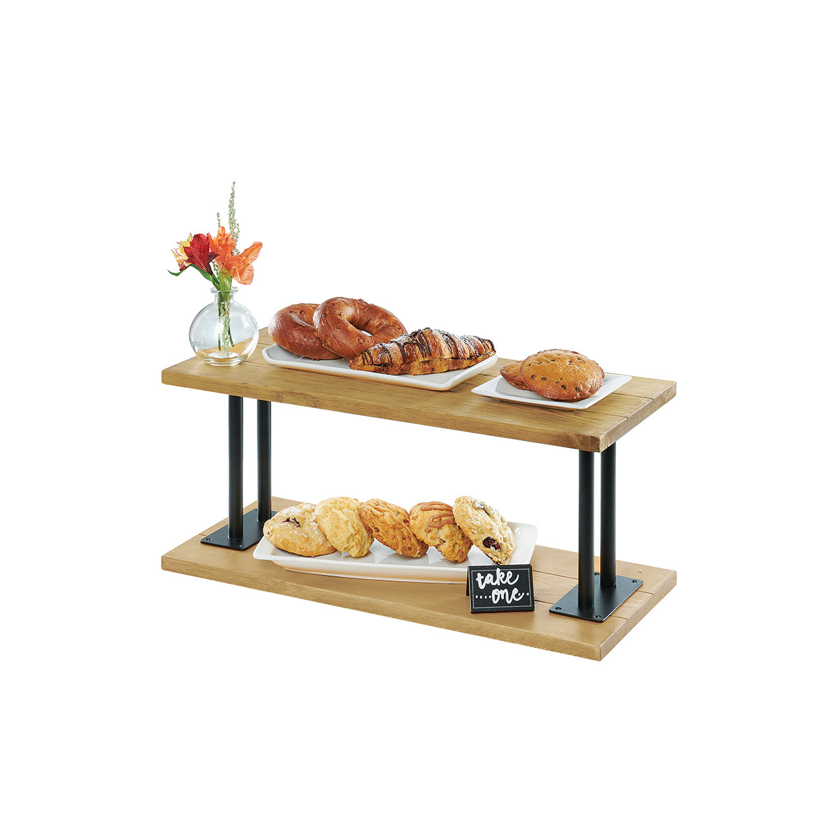 CM3473-99 Cal-Mil Madera Industrial 2 Shelf Riser 610x254x305mm Tomkin Australia Hospitality Supplies