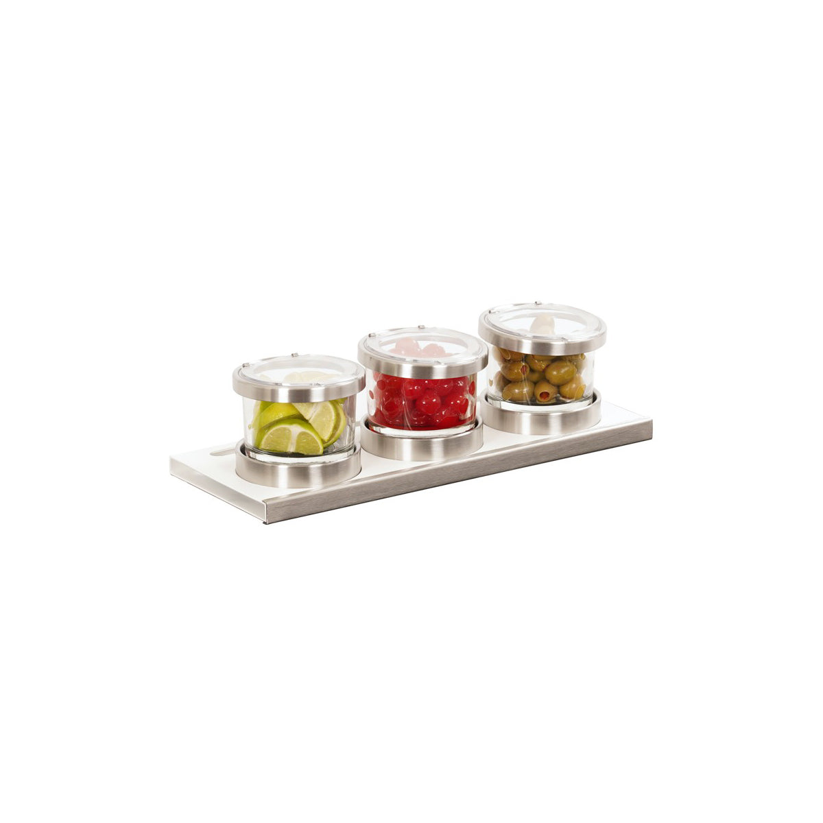 CM3492-4-15NL Cal-Mil Luxe Chilled Mixology Stand with Jars Notched Lid 406x152x102mm Tomkin Australia Hospitality Supplies