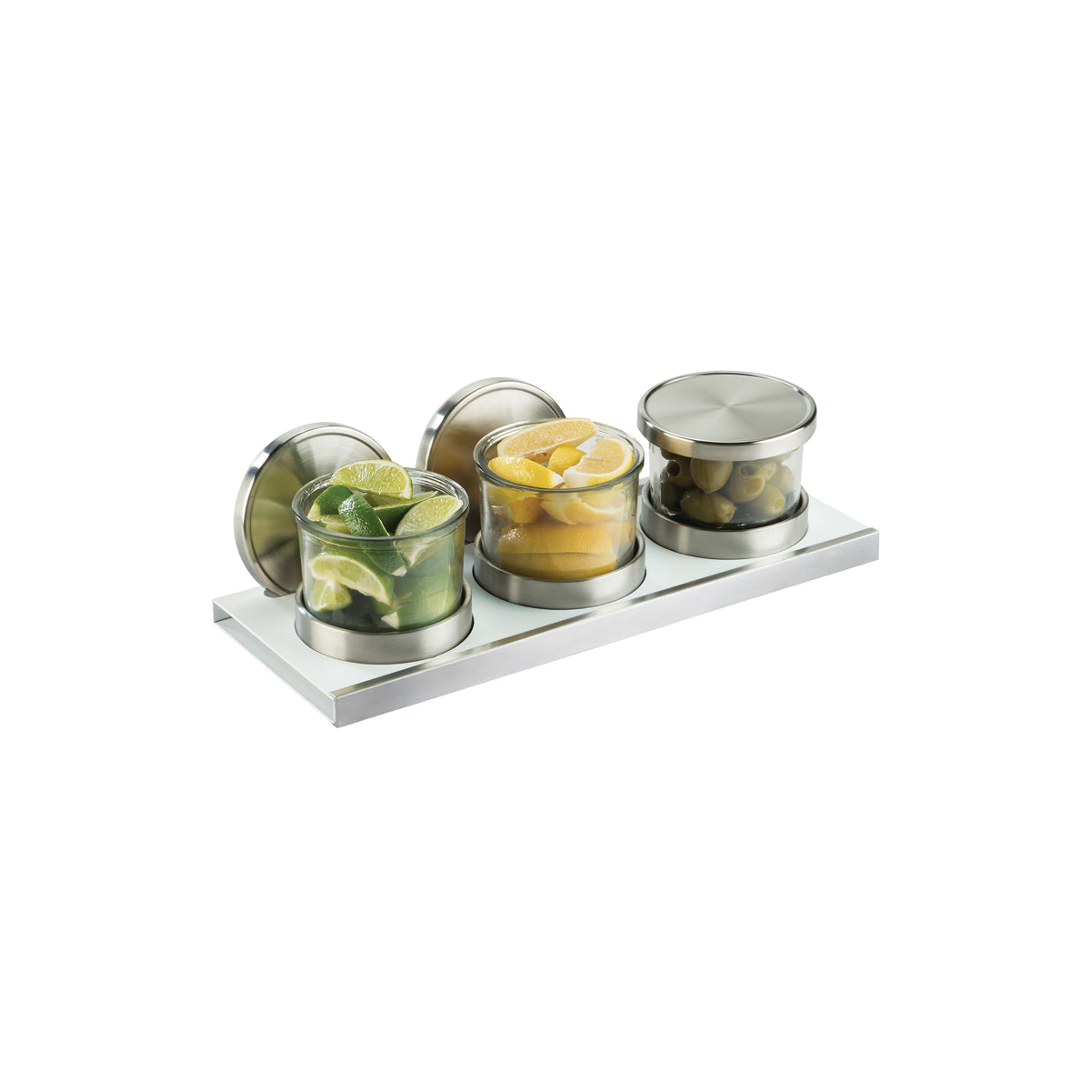 CM3492-4-15 Cal-Mil Luxe Chilled Mixology Stand with Jars Solid Lid 406x152x102mm Tomkin Australia Hospitality Supplies