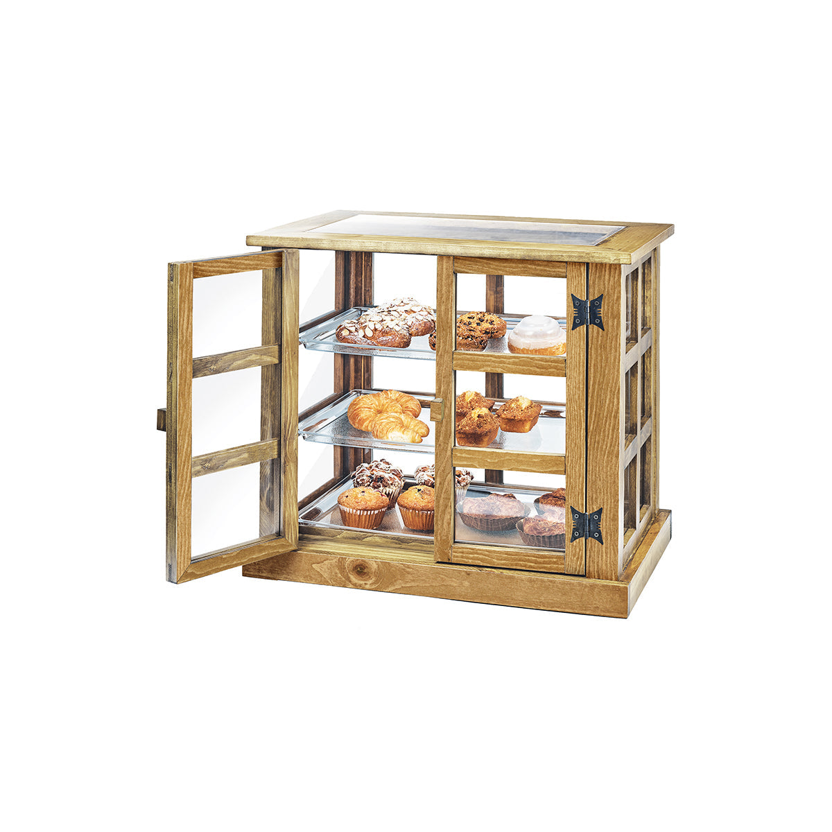 CM3621-99 Cal-Mil Madera 3 Tier Paneled Display Case 610x432x584mm Tomkin Australia Hospitality Supplies