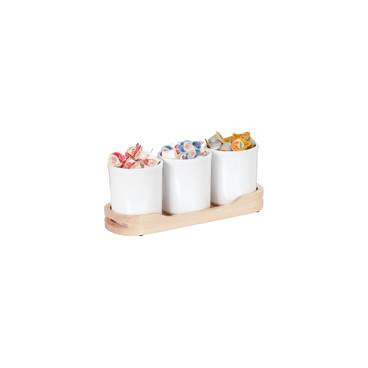 Blonde Cylinder Tray with 3 Melamine Cylinder 406x140x152mm