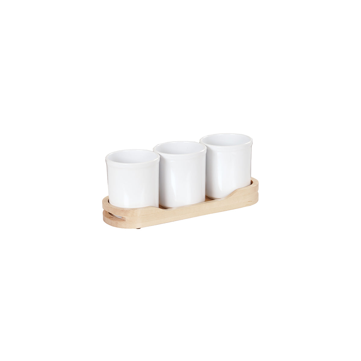 Blonde Cylinder Tray with 3 Melamine Cylinder 406x140x152mm