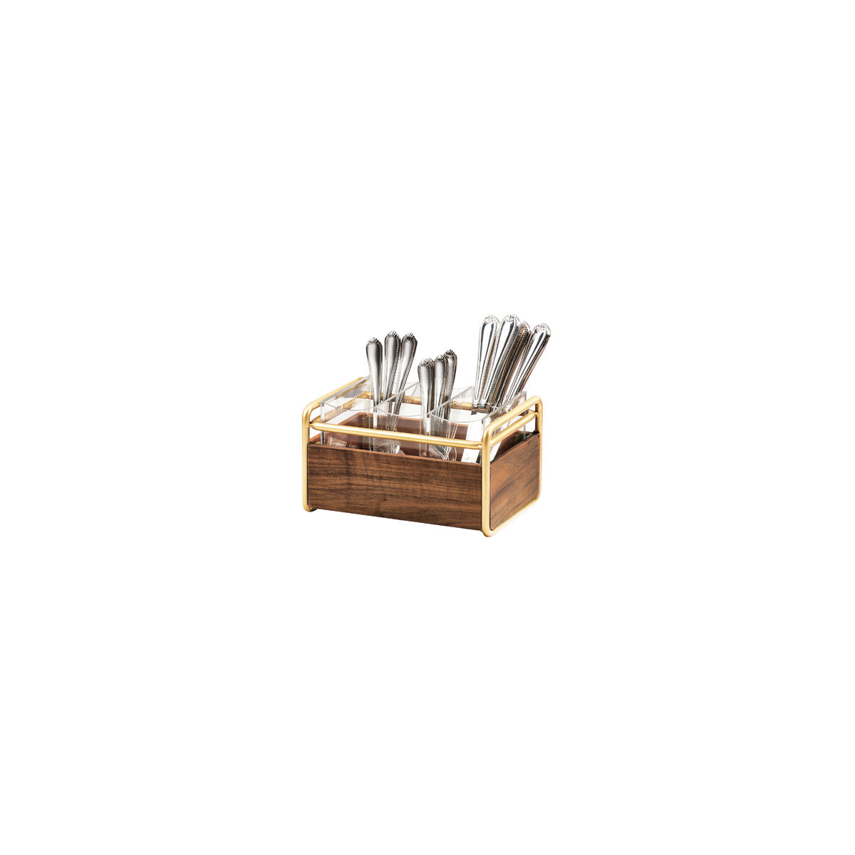 CM3700-46 Cal-Mil Mid-Century Brass Cutlery Caddy 241x165x140mm Tomkin Australia Hospitality Supplies