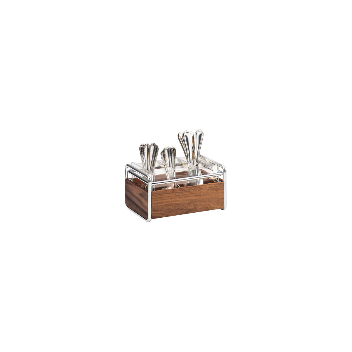 CM3700-49 Cal-Mil Mid-Century Chrome Cutlery Caddy 241x165x140mm Tomkin Australia Hospitality Supplies