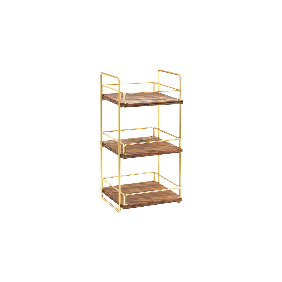 CM3704-3-46 Cal-Mil Mid-Century Brass 3 Tier Stand 330x305x660mm Tomkin Australia Hospitality Supplies