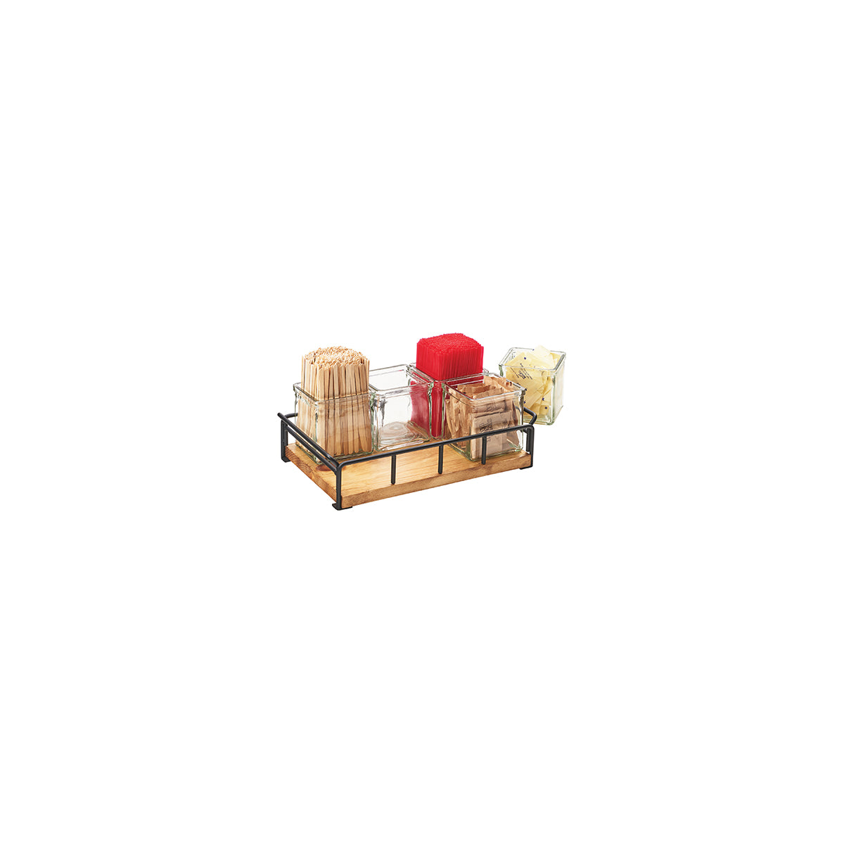 CM3713-99 Cal-Mil Madera 6 Jar Holder with Jars 343x216x127mm Tomkin Australia Hospitality Supplies